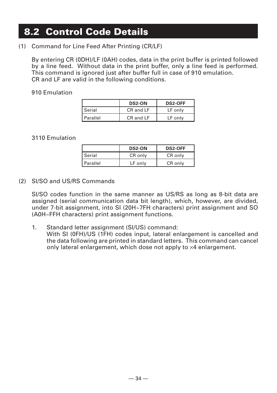 2 control code details | Citizen Systems Compact desk-top dot matrix printer CBM-910 Type II User Manual | Page 38 / 62