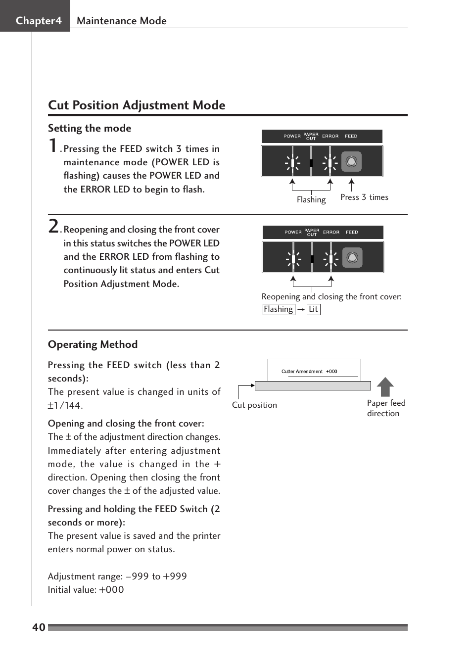 Cut position adjustment mode | Citizen Systems CD-S500 Series User Manual | Page 40 / 52