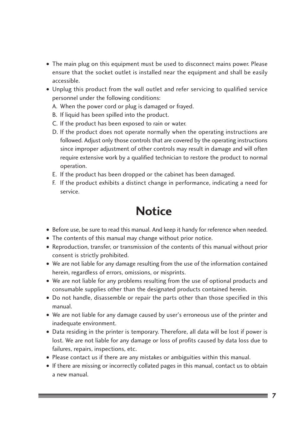 Notice | Citizen Systems CD-S500 Series User Manual | Page 7 / 52