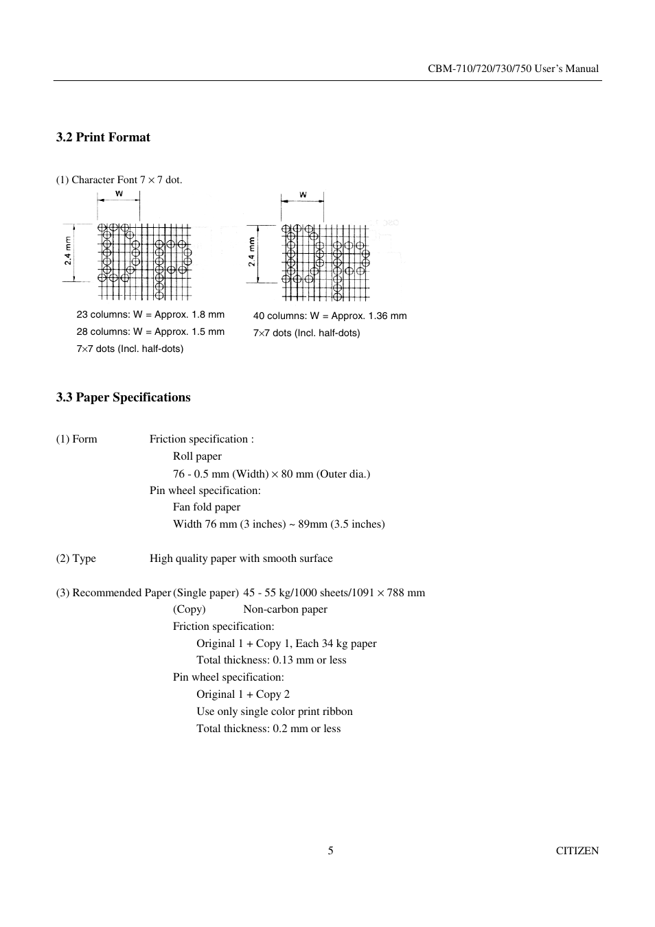 Citizen Systems CBM-720 User Manual | Page 11 / 81