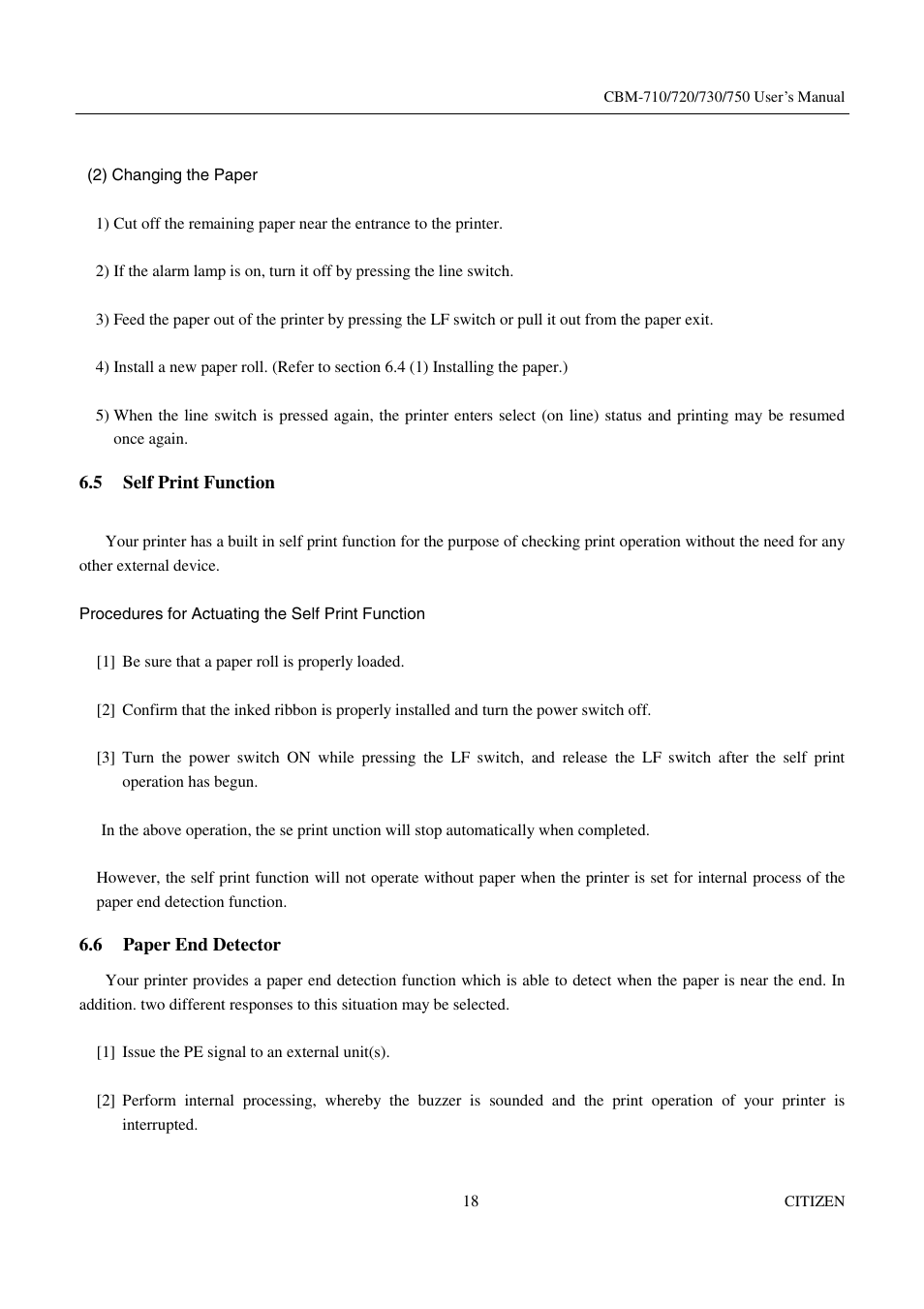 Citizen Systems CBM-720 User Manual | Page 24 / 81