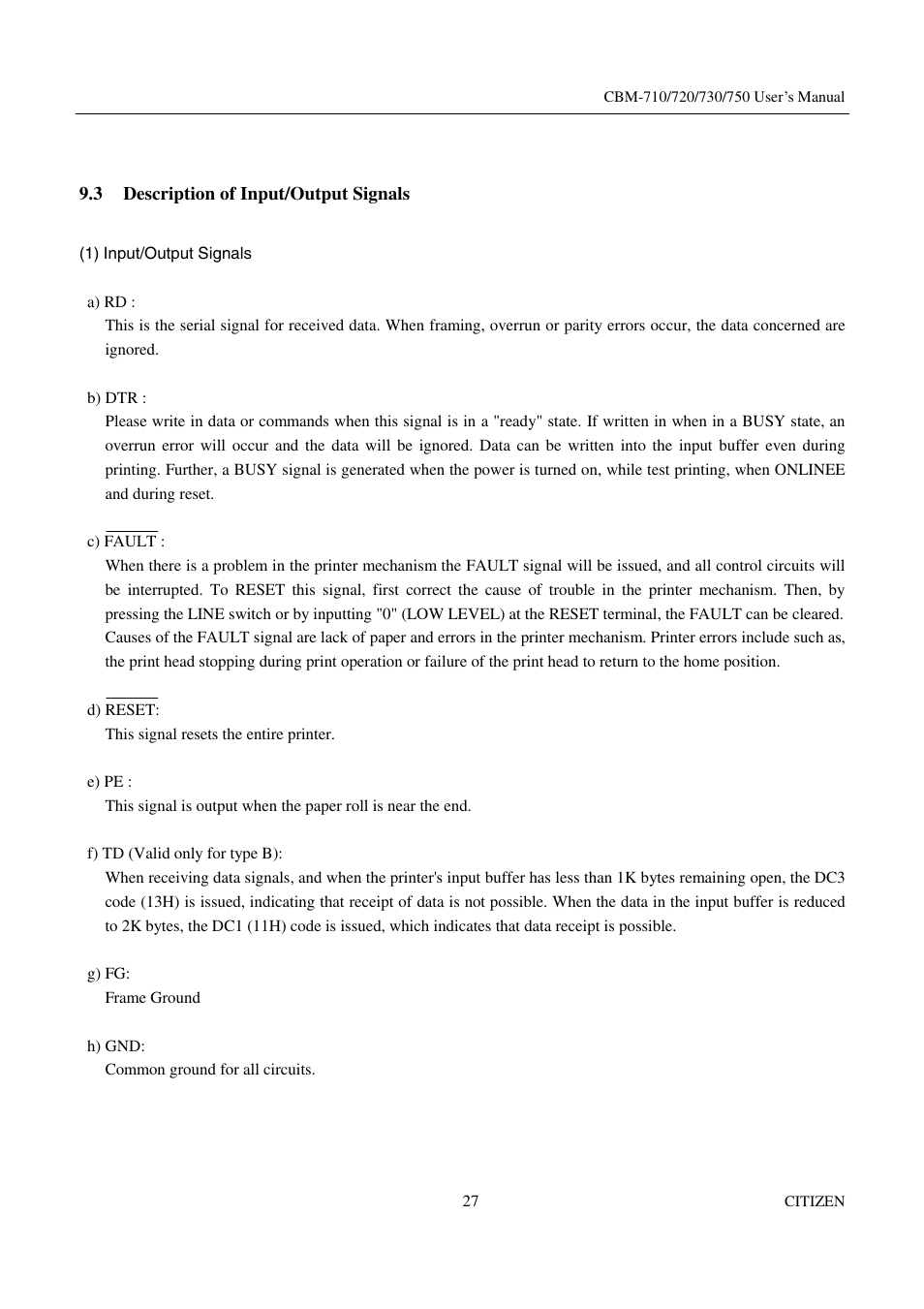 Citizen Systems CBM-720 User Manual | Page 33 / 81