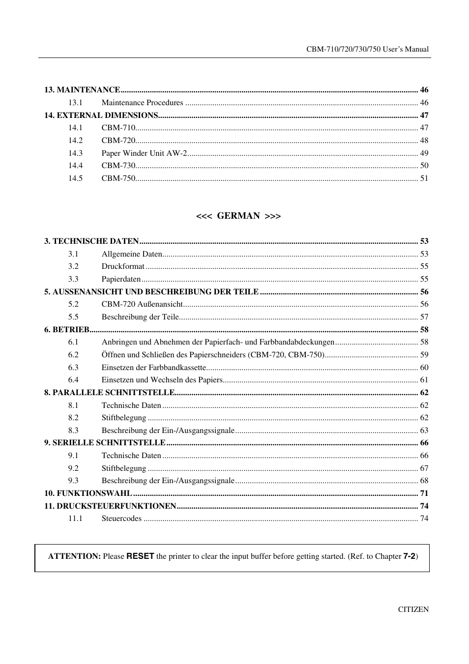 Citizen Systems CBM-720 User Manual | Page 6 / 81