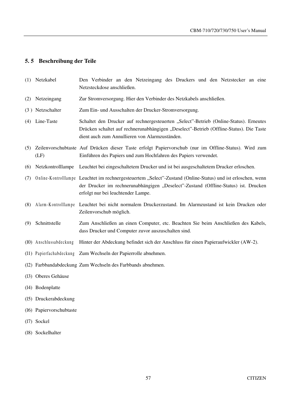 Citizen Systems CBM-720 User Manual | Page 63 / 81