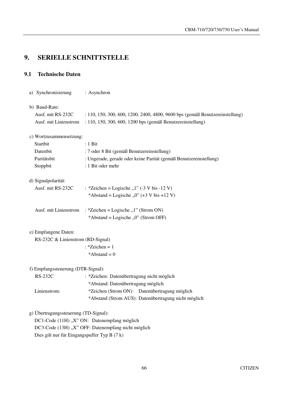 Serielle schnittstelle | Citizen Systems CBM-720 User Manual | Page 72 / 81