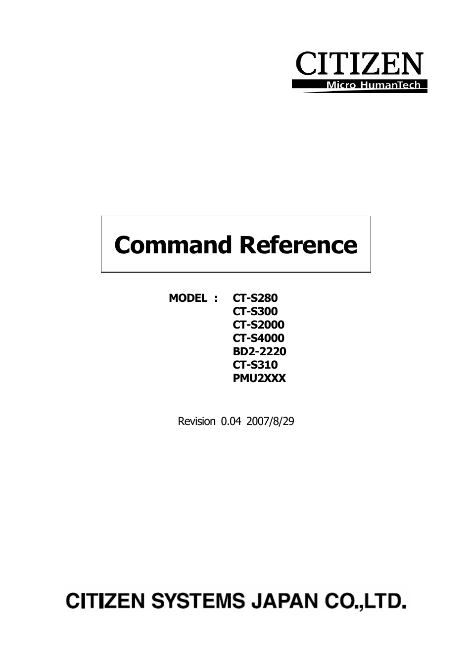 Citizen Systems BD2-2220 User Manual | 312 pages