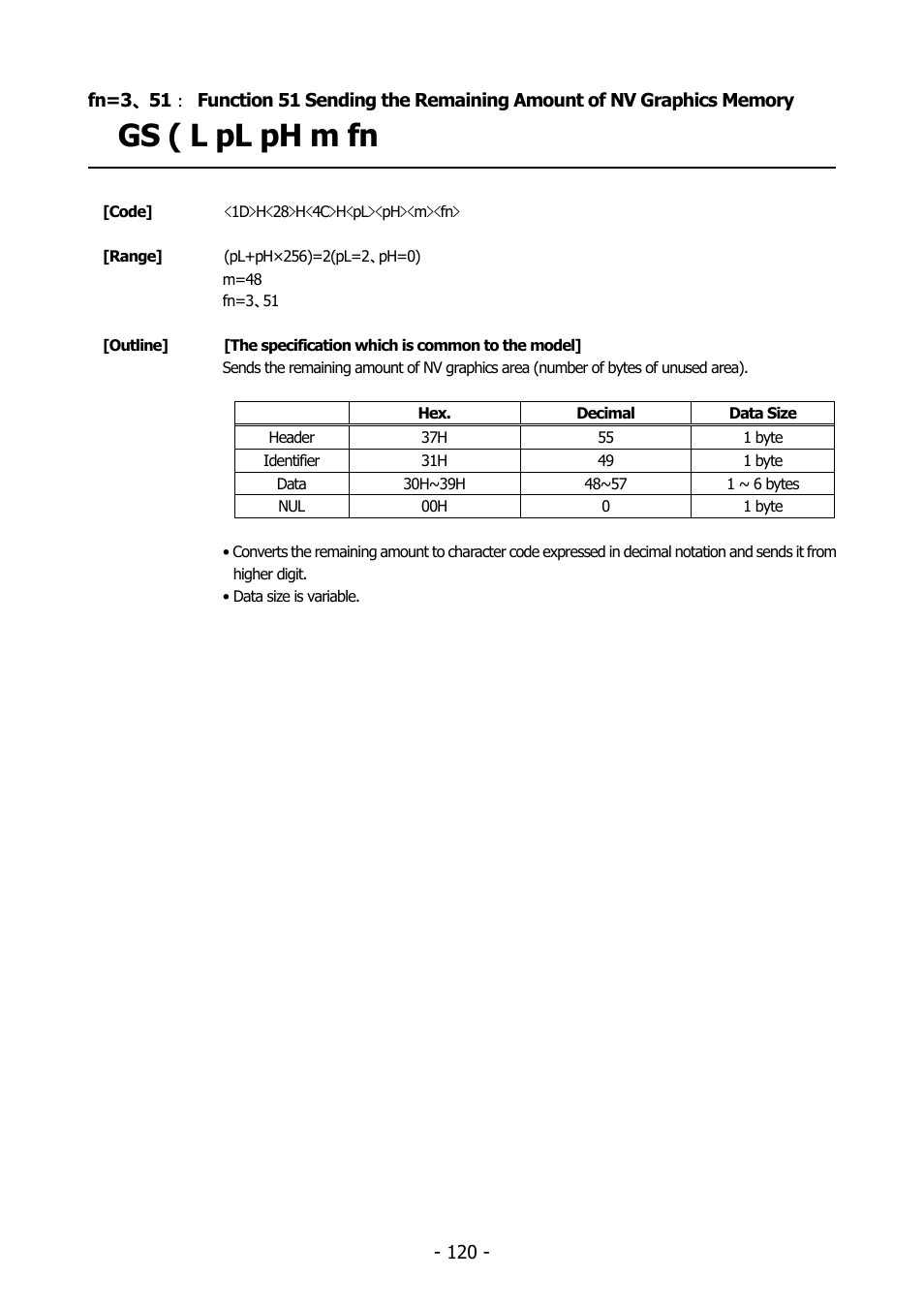 Function51, Gs ( l pl ph m fn | Citizen Systems BD2-2220 User Manual | Page 120 / 312