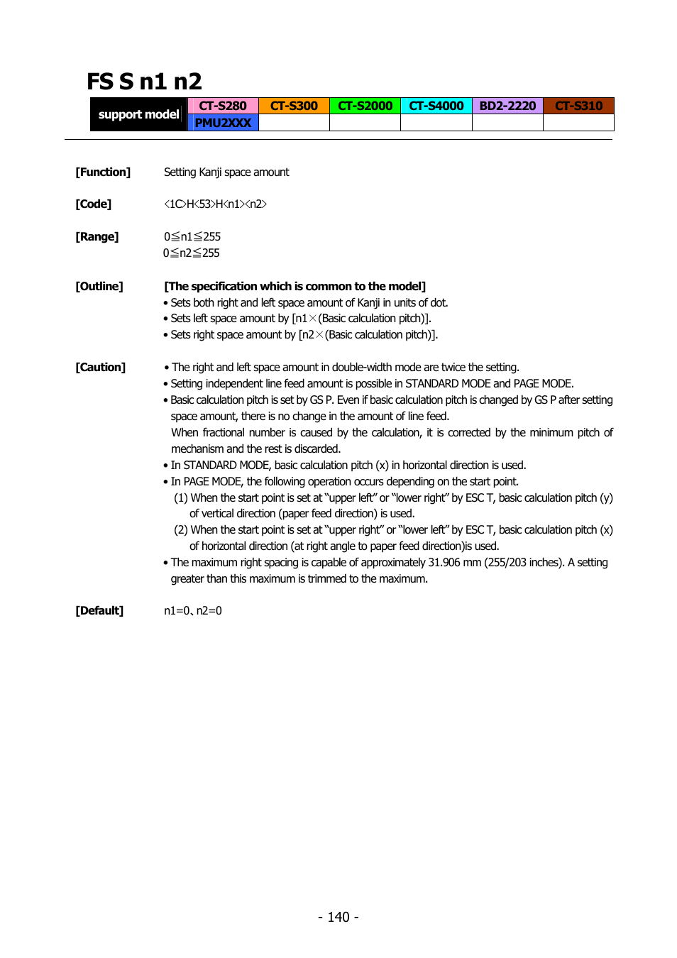Fs s n1 n2, Fs s | Citizen Systems BD2-2220 User Manual | Page 140 / 312