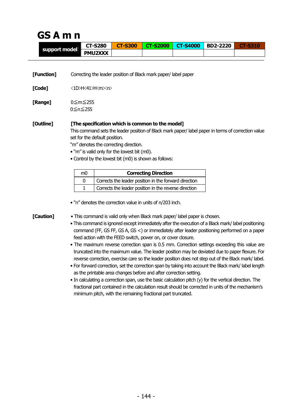 Gs a m n, Gs a | Citizen Systems BD2-2220 User Manual | Page 144 / 312
