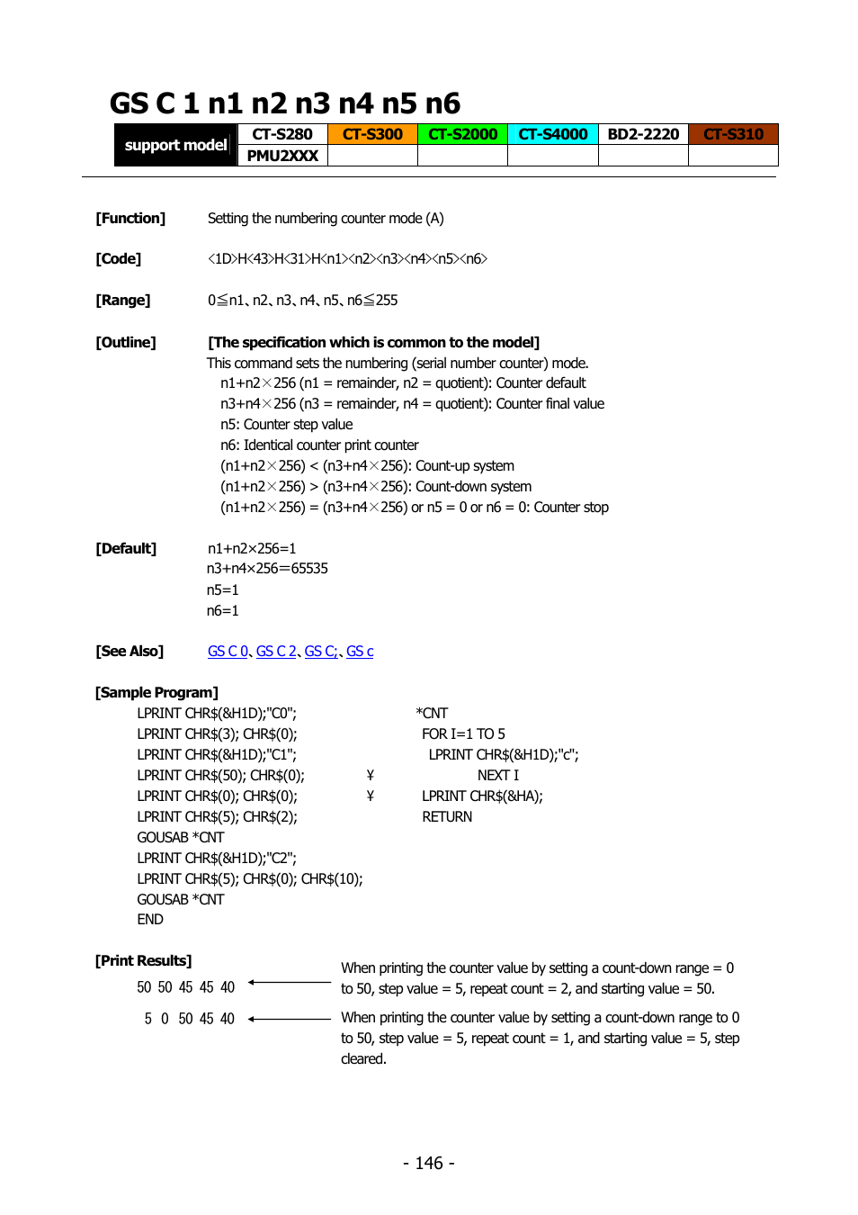 Gs c 1 n1 n2 n3 n4 n5 n6, Gs c 1 | Citizen Systems BD2-2220 User Manual | Page 146 / 312