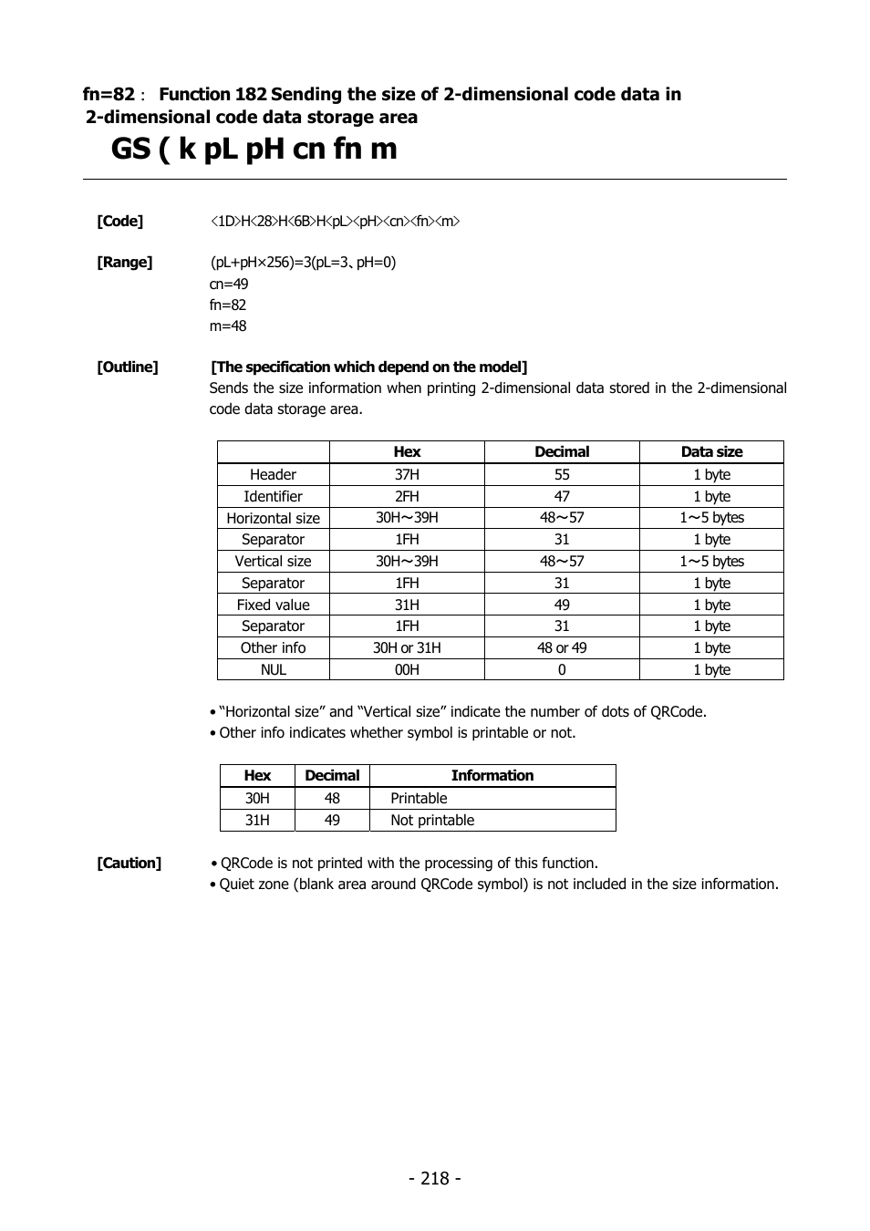 Function182, Gs ( k pl ph cn fn m | Citizen Systems BD2-2220 User Manual | Page 218 / 312