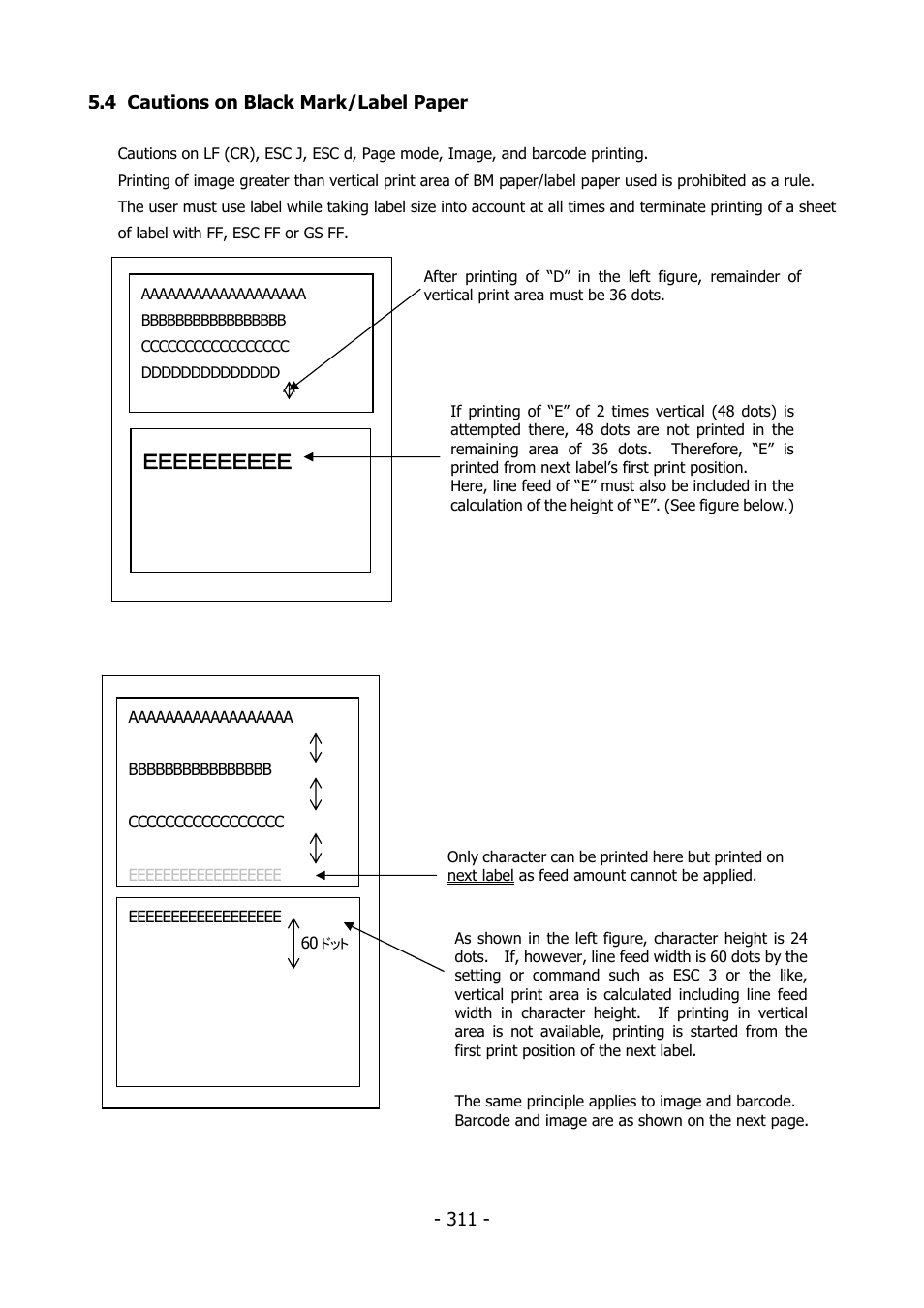 4 cautions on black mark/label paper, Autions on, Lack | Abel, Aper | Citizen Systems BD2-2220 User Manual | Page 311 / 312