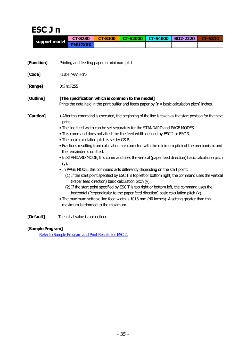 Esc j n, Esc j | Citizen Systems BD2-2220 User Manual | Page 35 / 312