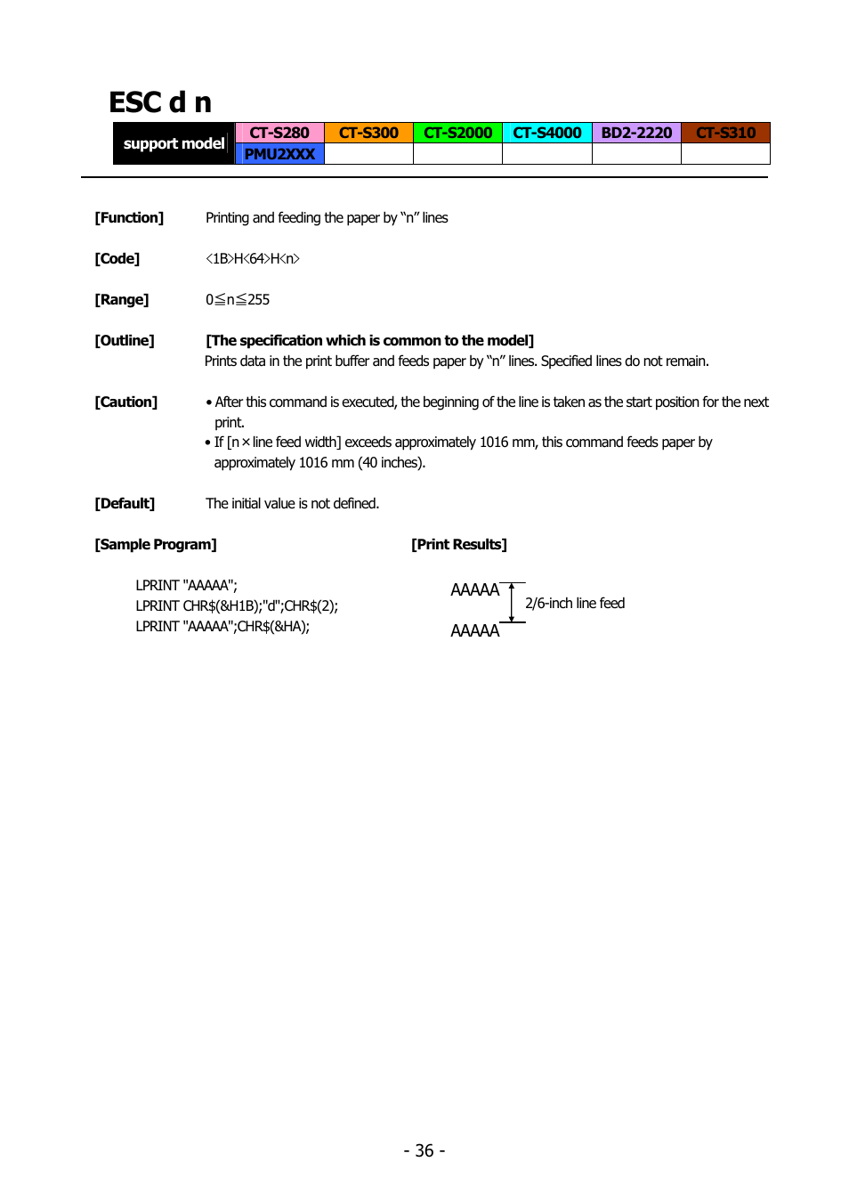 Esc d n, Esc d | Citizen Systems BD2-2220 User Manual | Page 36 / 312