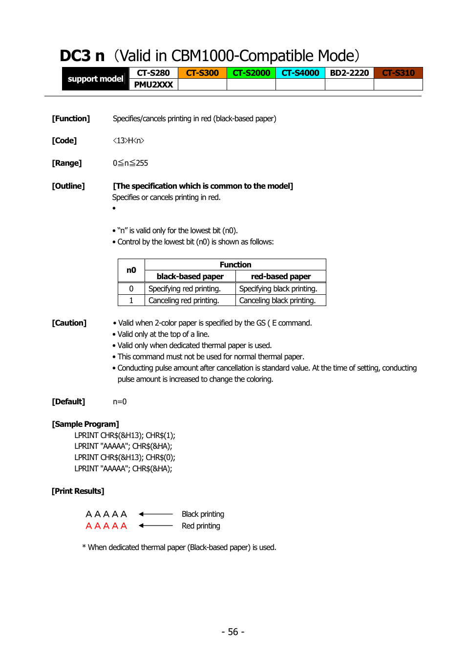 Dc3 n （valid in cbm1000-compatible mode, Dc3 n （ valid in cbm1000-compatible mode | Citizen Systems BD2-2220 User Manual | Page 56 / 312