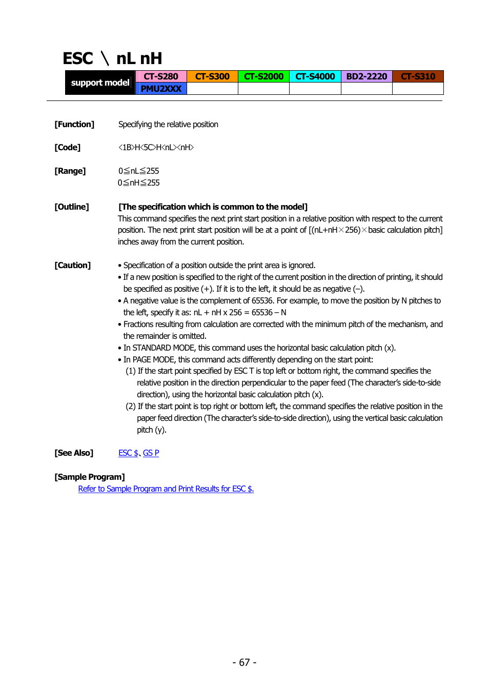 Esc ＼ nl nh | Citizen Systems BD2-2220 User Manual | Page 67 / 312