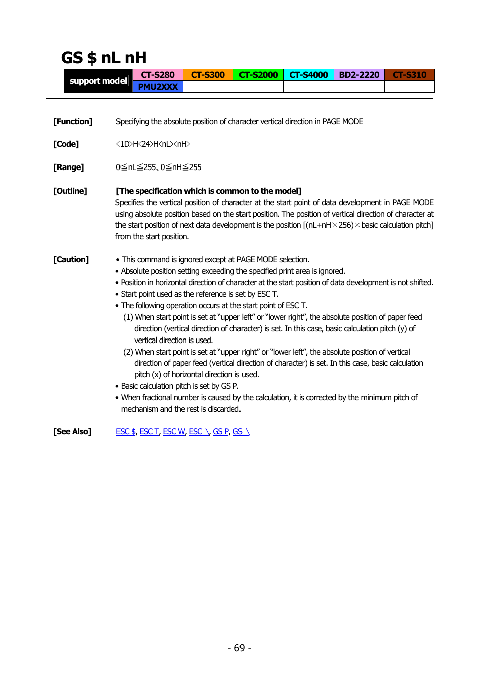 Gs $ nl nh | Citizen Systems BD2-2220 User Manual | Page 69 / 312