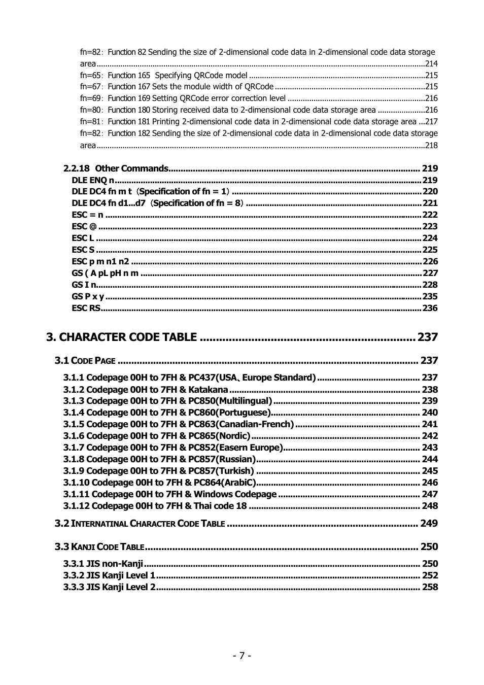 Character code table | Citizen Systems BD2-2220 User Manual | Page 7 / 312