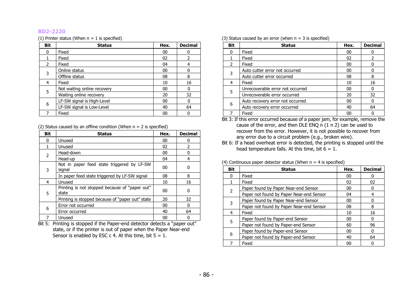 Citizen Systems BD2-2220 User Manual | Page 86 / 312