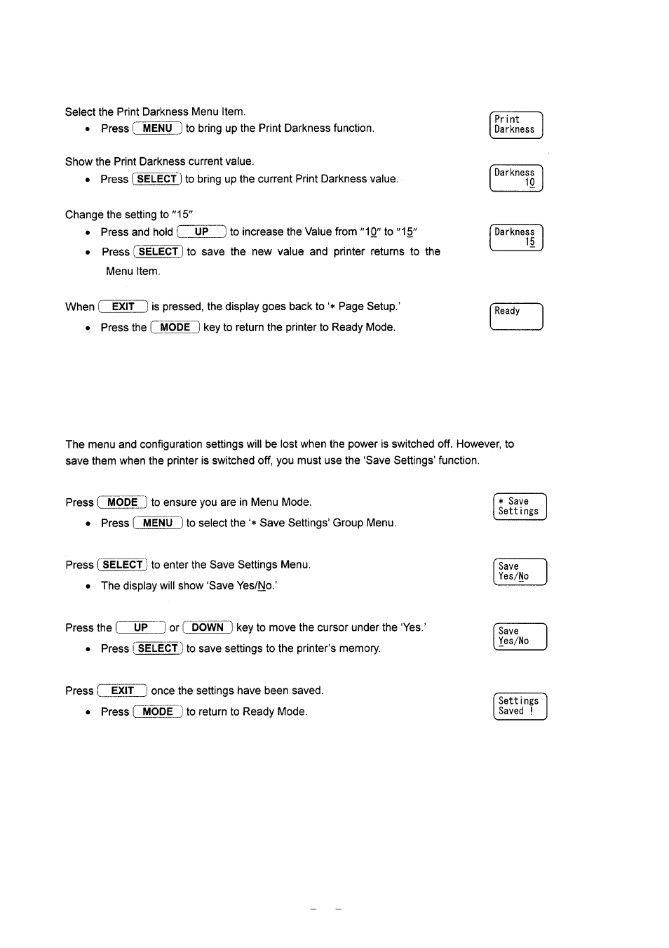 6 permanently saving printer settings | Citizen Systems CLP-9001 User Manual | Page 44 / 73