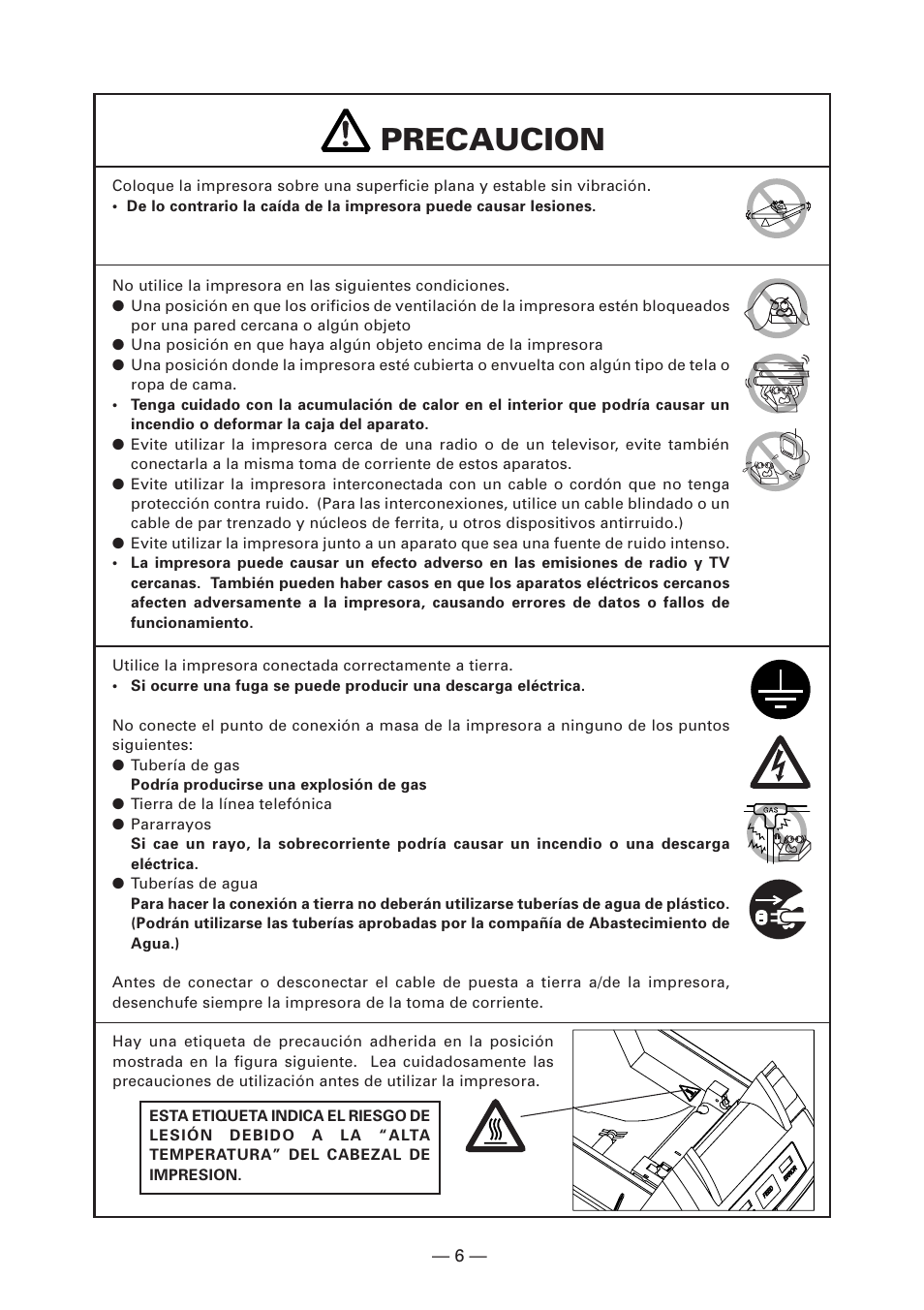 Precaucion | Citizen Systems CT-S280 User Manual | Page 115 / 136