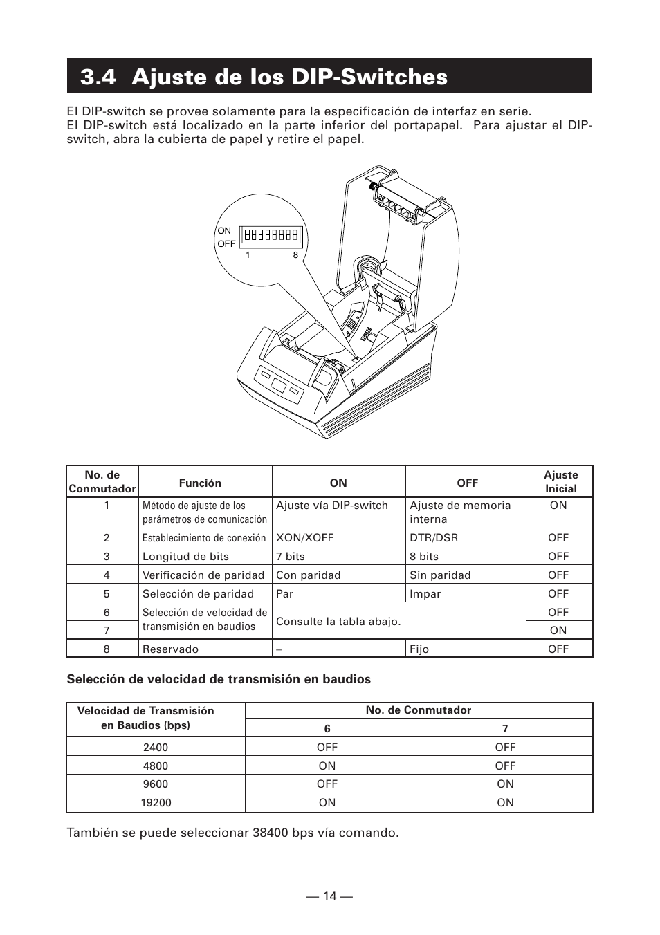 4 ajuste de los dip-switches | Citizen Systems CT-S280 User Manual | Page 123 / 136