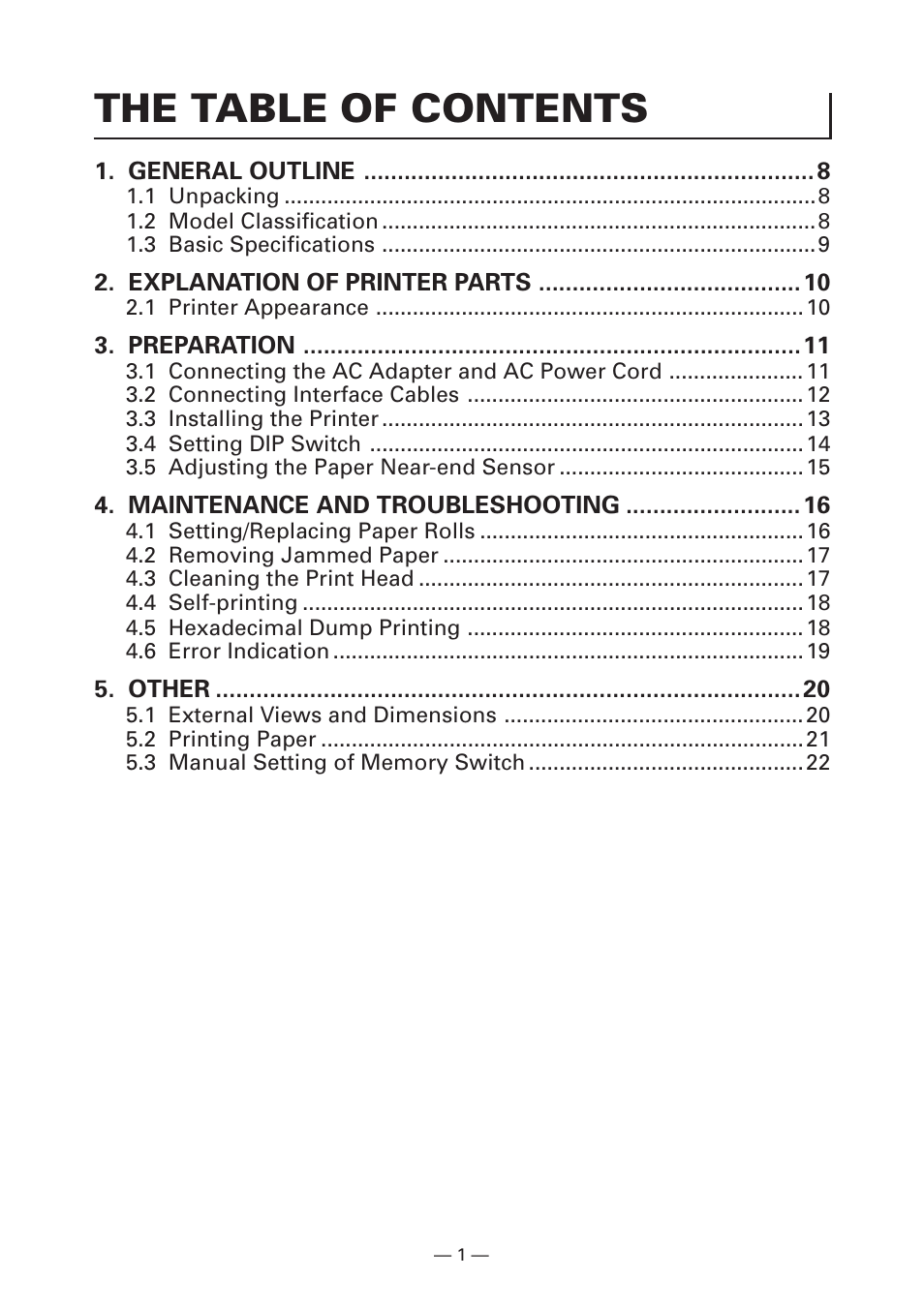 The table of contents | Citizen Systems CT-S280 User Manual | Page 6 / 136