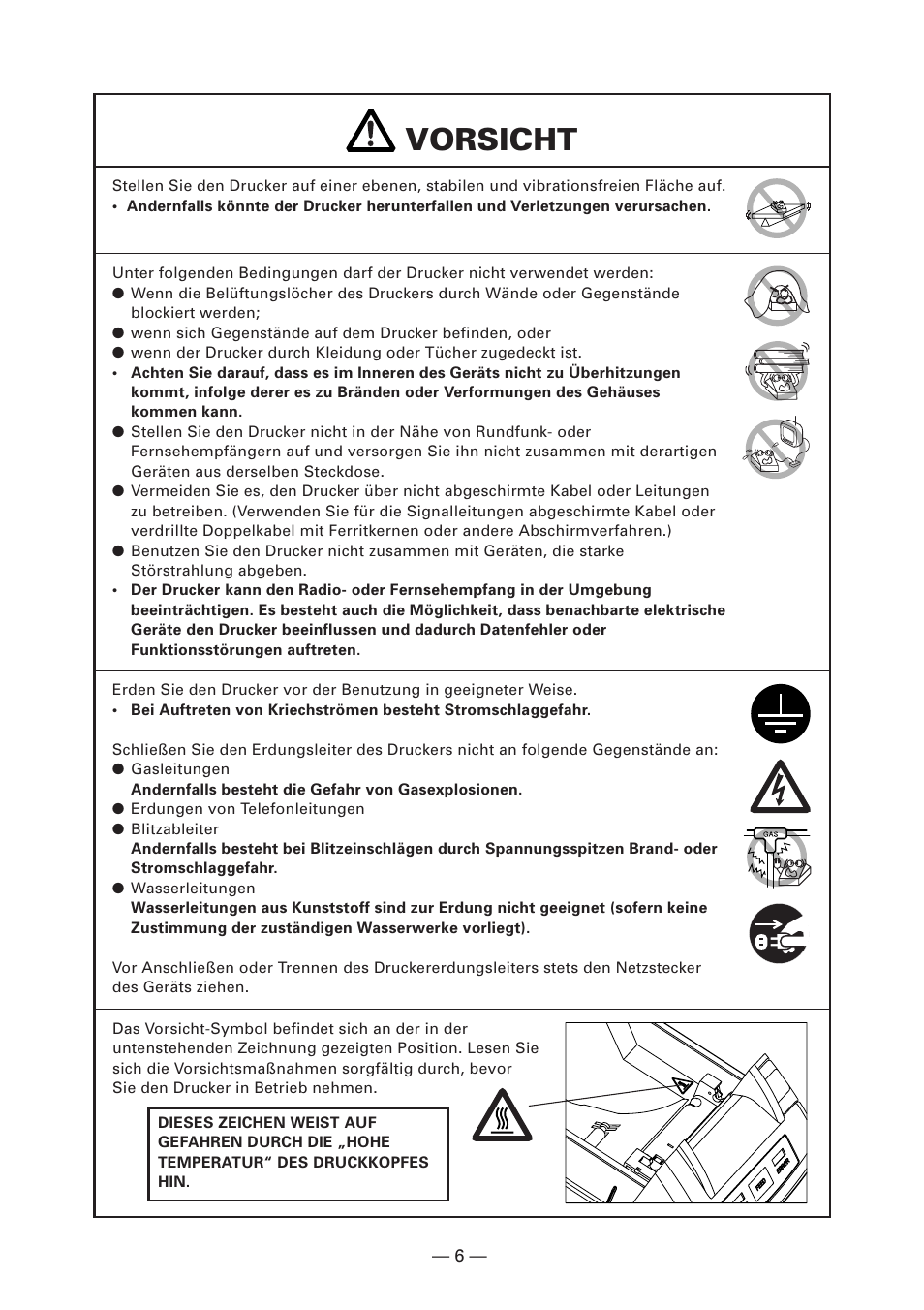 Vorsicht | Citizen Systems CT-S280 User Manual | Page 63 / 136