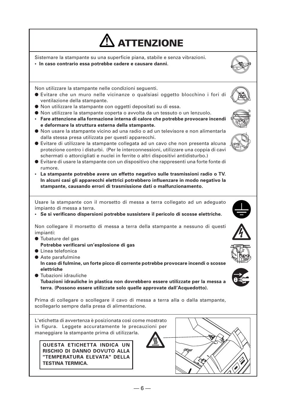 Attenzione | Citizen Systems CT-S280 User Manual | Page 89 / 136