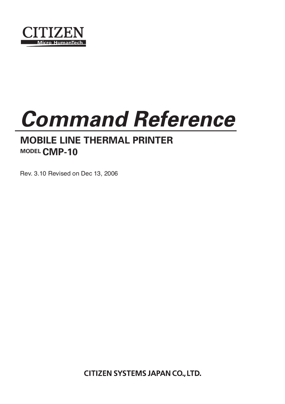 Citizen Systems Model CMP-10 User Manual | 80 pages