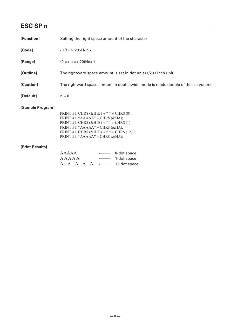 Esc sp n | Citizen Systems Model CMP-10 User Manual | Page 10 / 80