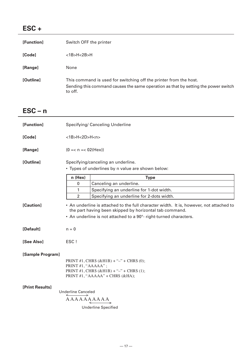 Esc – n | Citizen Systems Model CMP-10 User Manual | Page 19 / 80