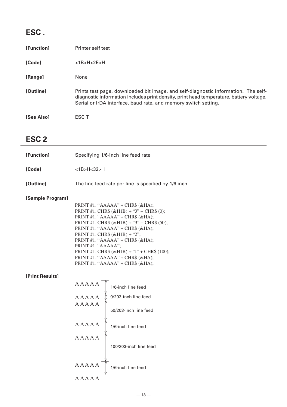 Esc 2 | Citizen Systems Model CMP-10 User Manual | Page 20 / 80