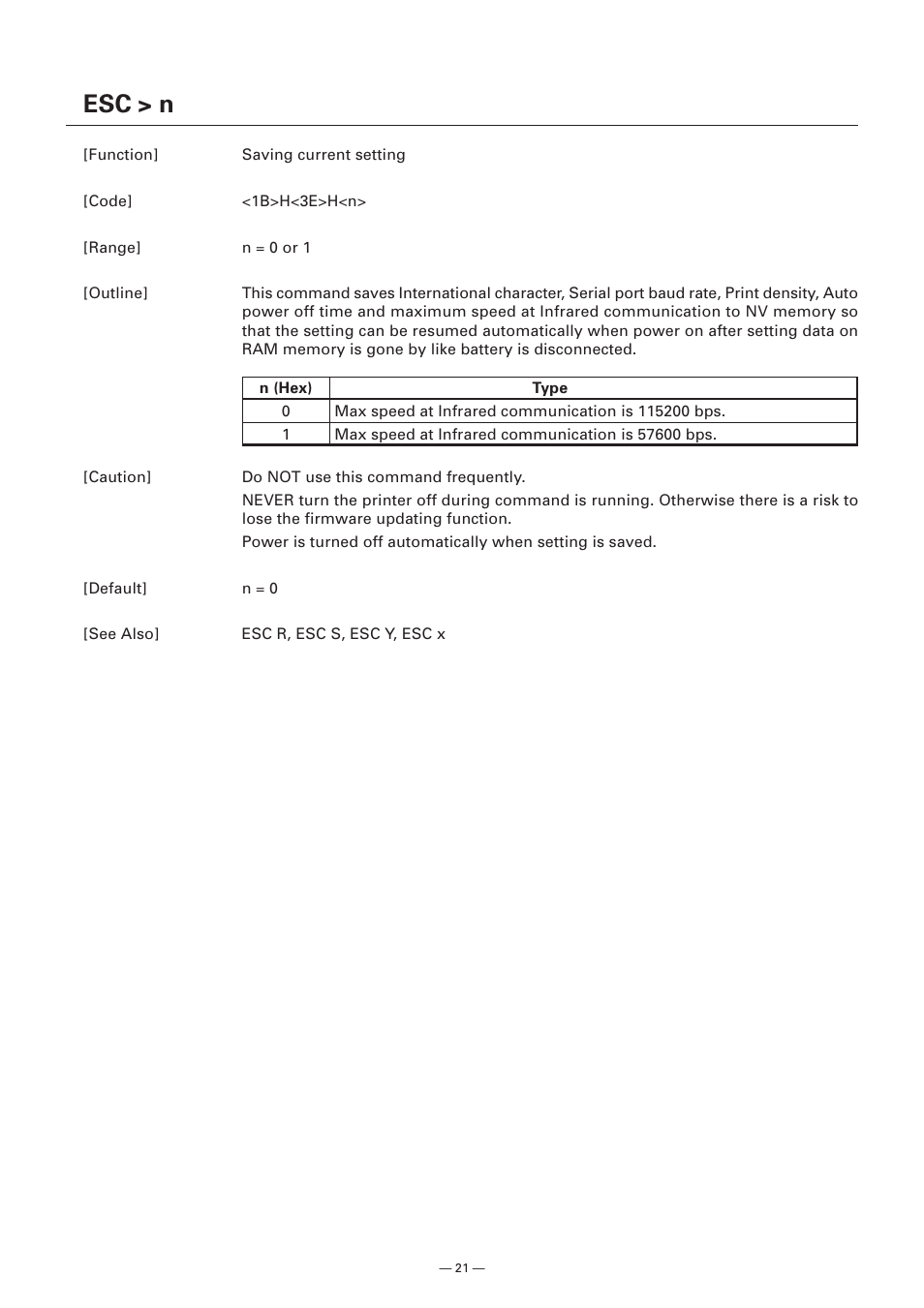 Esc > n | Citizen Systems Model CMP-10 User Manual | Page 23 / 80