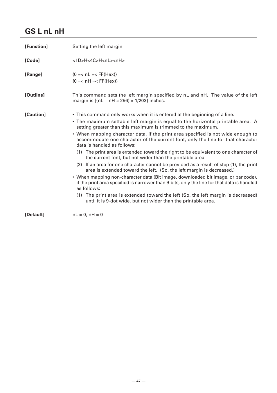 Gs l nl nh | Citizen Systems Model CMP-10 User Manual | Page 49 / 80