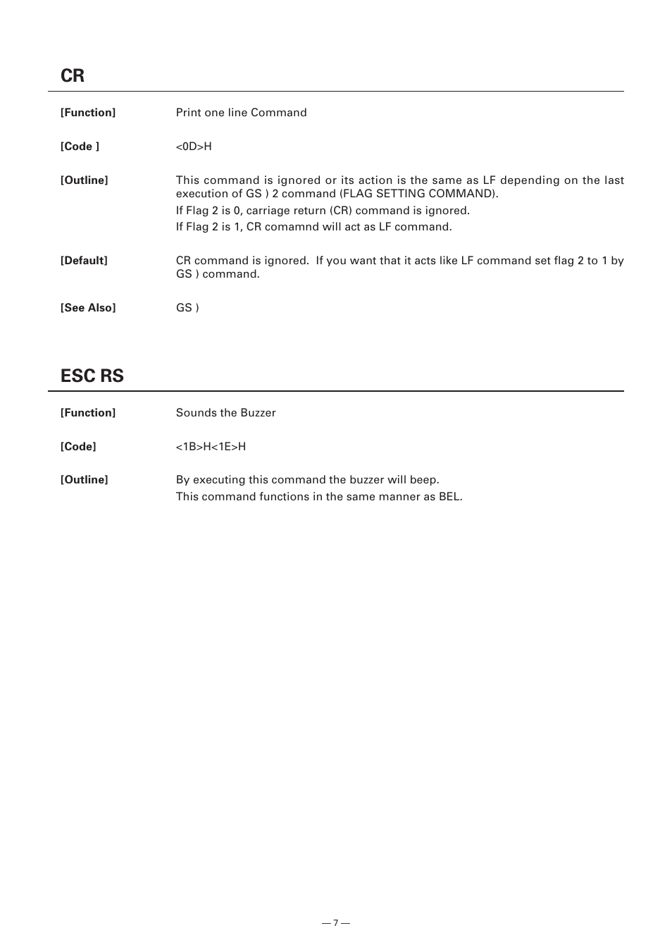 Esc rs | Citizen Systems Model CMP-10 User Manual | Page 9 / 80