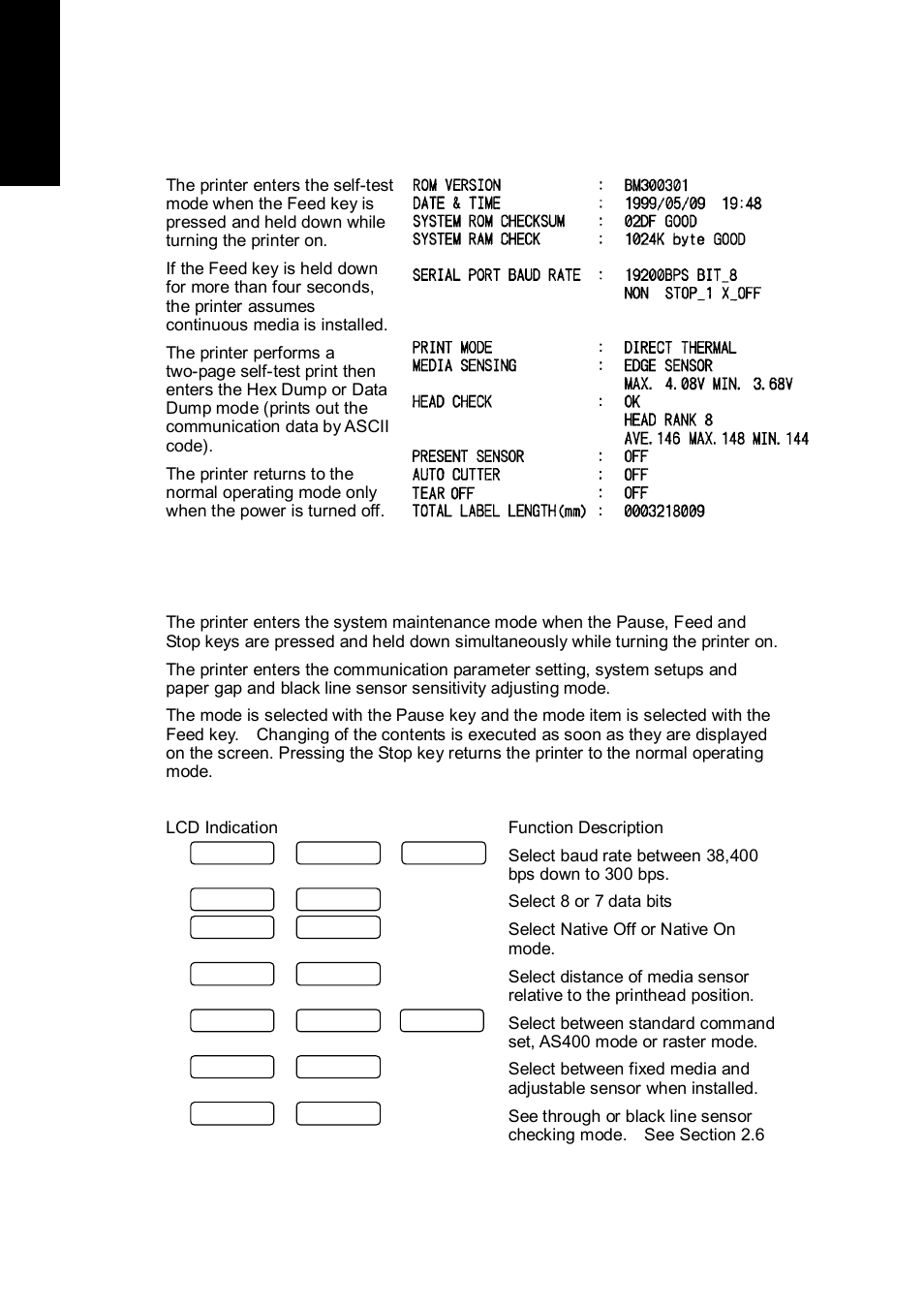 4 self-test mode and hex dump, 5 system maintenance mode | Citizen Systems CLP 6002 User Manual | Page 14 / 26