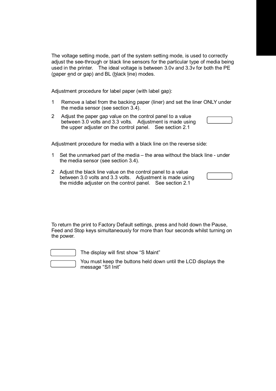 6 adjusting the sensors for different media, 6 factory default settings | Citizen Systems CLP 6002 User Manual | Page 15 / 26