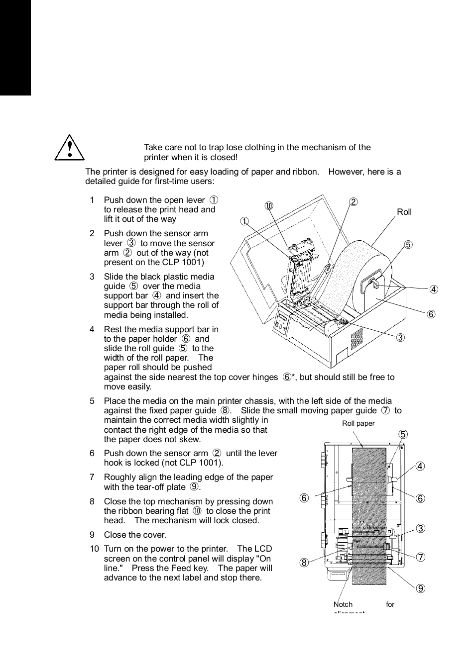 Chapter 3 – paper & ribbon, 1 media installation | Citizen Systems CLP 6002 User Manual | Page 16 / 26