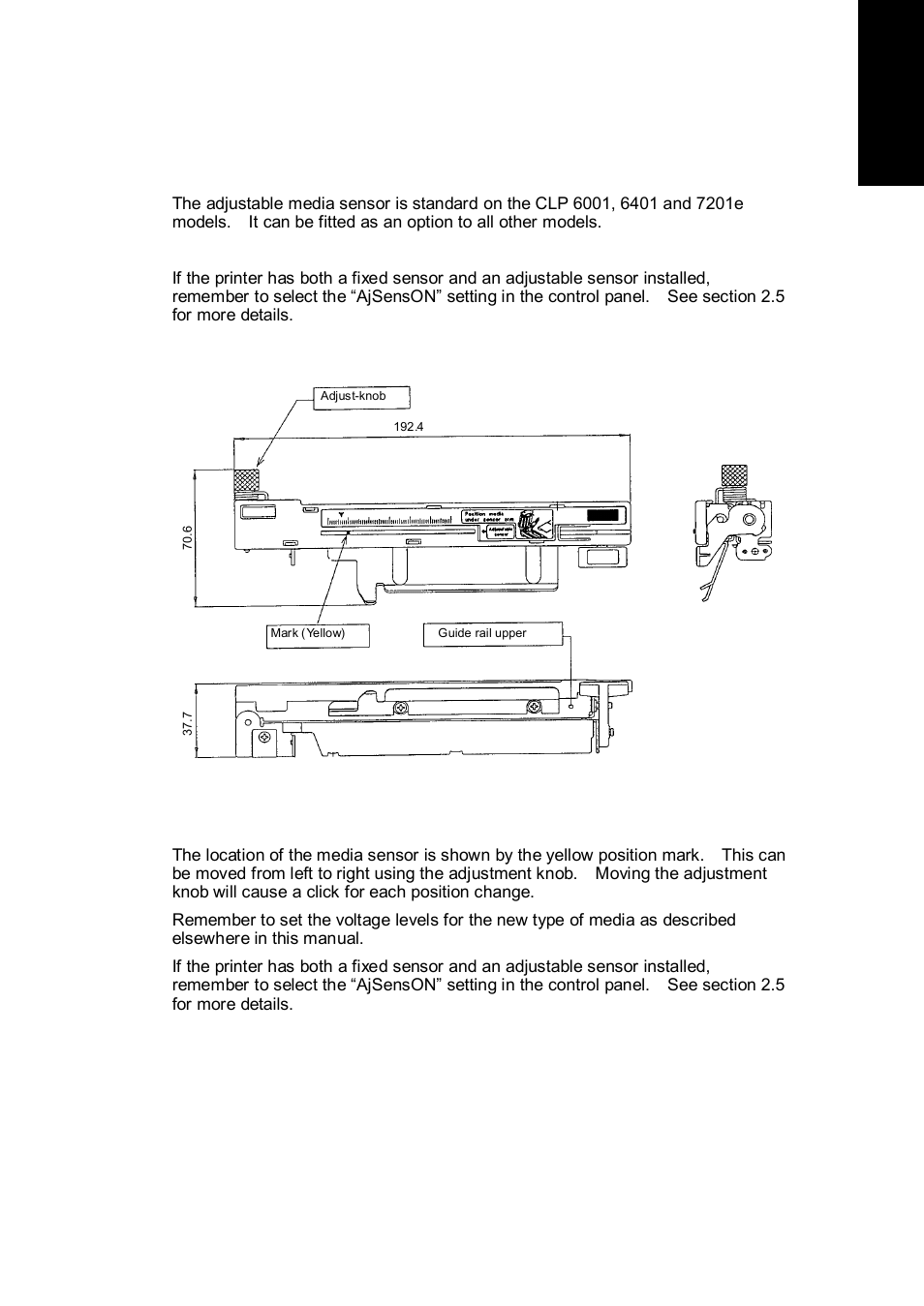 8 adjustable media sensor | Citizen Systems CLP 6002 User Manual | Page 23 / 26