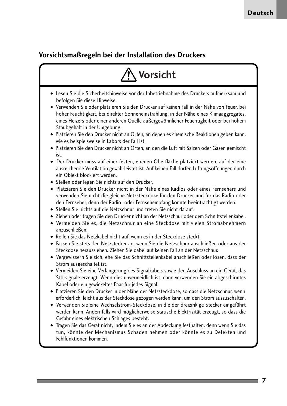 Vorsicht | Citizen Systems Citizen CD-S500 User Manual | Page 101 / 220