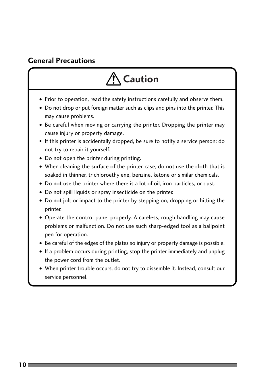 General precautions, Caution | Citizen Systems Citizen CD-S500 User Manual | Page 12 / 220