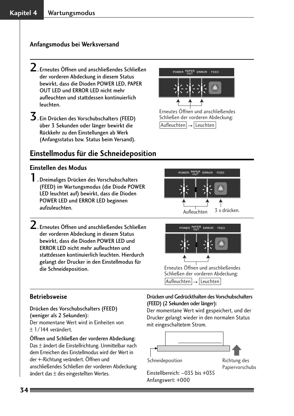 Einstellmodus für die schneideposition | Citizen Systems Citizen CD-S500 User Manual | Page 128 / 220