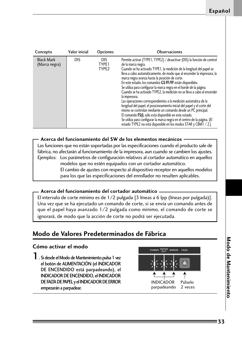 Modo de valores predeterminados de fábrica | Citizen Systems Citizen CD-S500 User Manual | Page 211 / 220