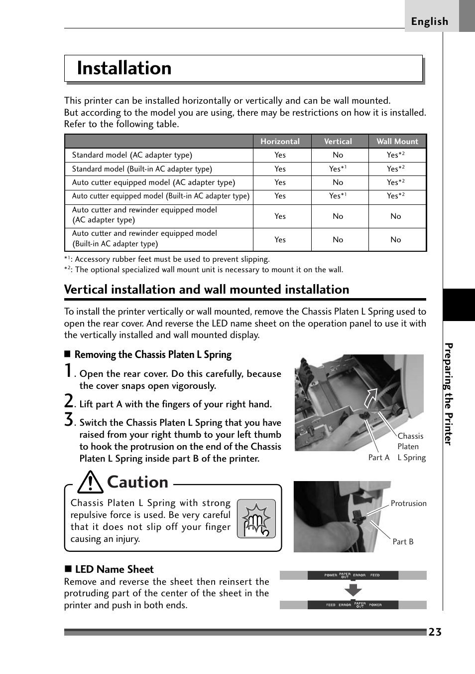 Installation, Caution | Citizen Systems Citizen CD-S500 User Manual | Page 25 / 220