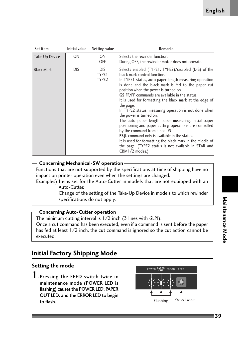 Initial factory shipping mode | Citizen Systems Citizen CD-S500 User Manual | Page 41 / 220