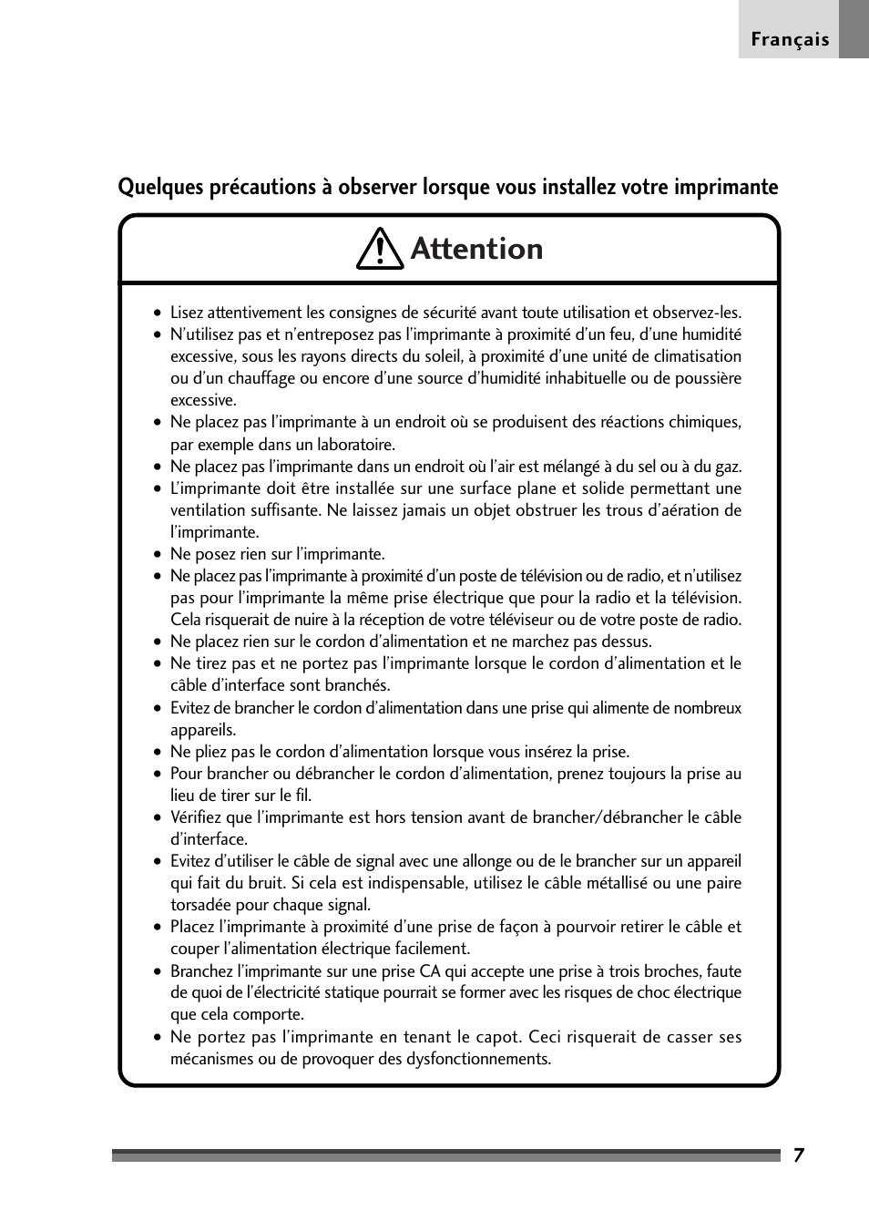 Attention | Citizen Systems Citizen CD-S500 User Manual | Page 59 / 220