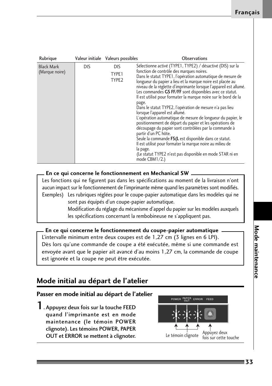 Mode initial au départ de l ’atelier, Mode initial au départ de l’atelier | Citizen Systems Citizen CD-S500 User Manual | Page 85 / 220