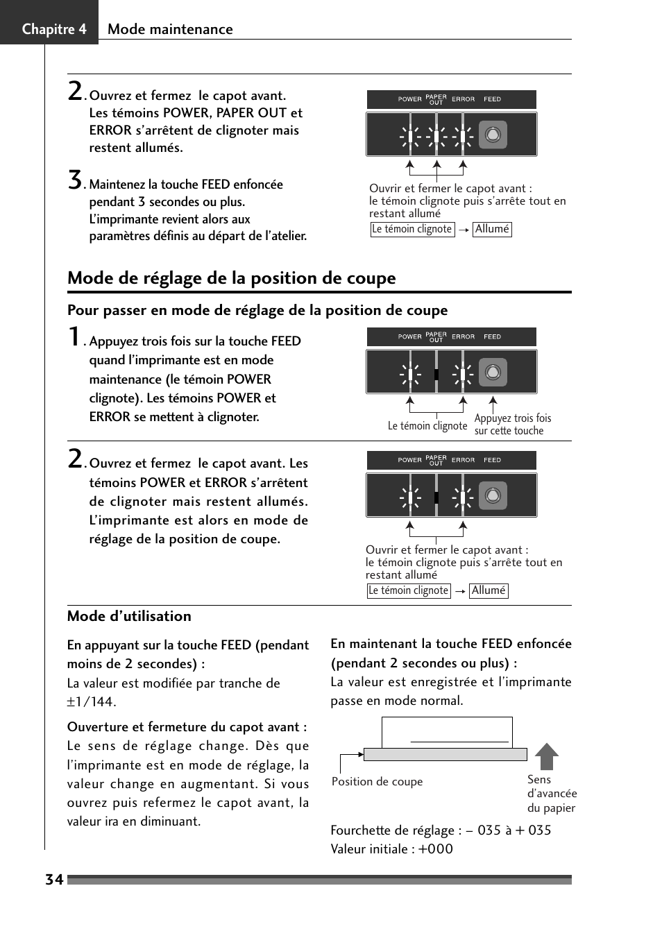 Mode de réglage de la position de coupe | Citizen Systems Citizen CD-S500 User Manual | Page 86 / 220