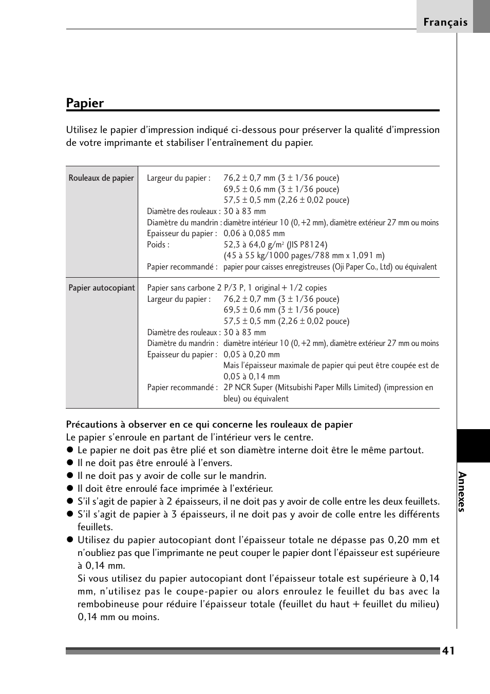 Papier | Citizen Systems Citizen CD-S500 User Manual | Page 93 / 220